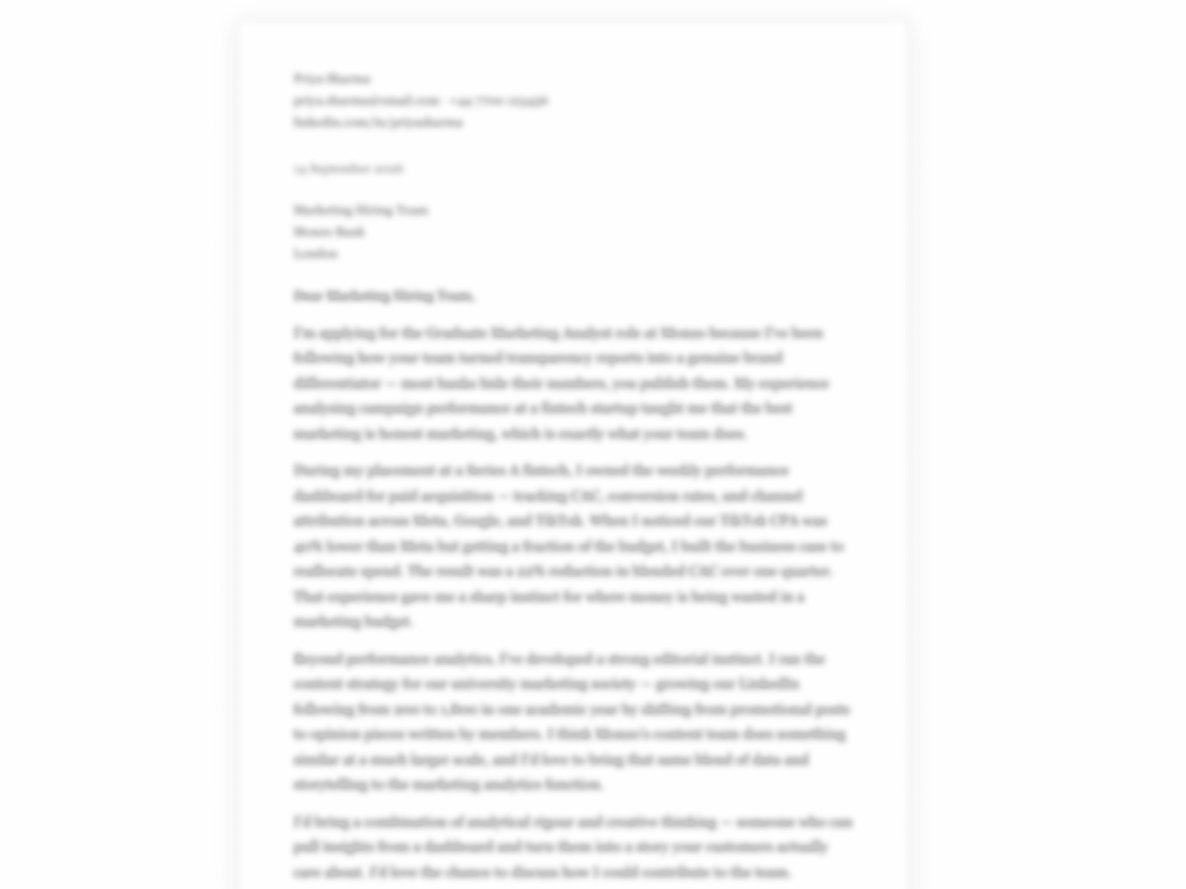 Cover Letter