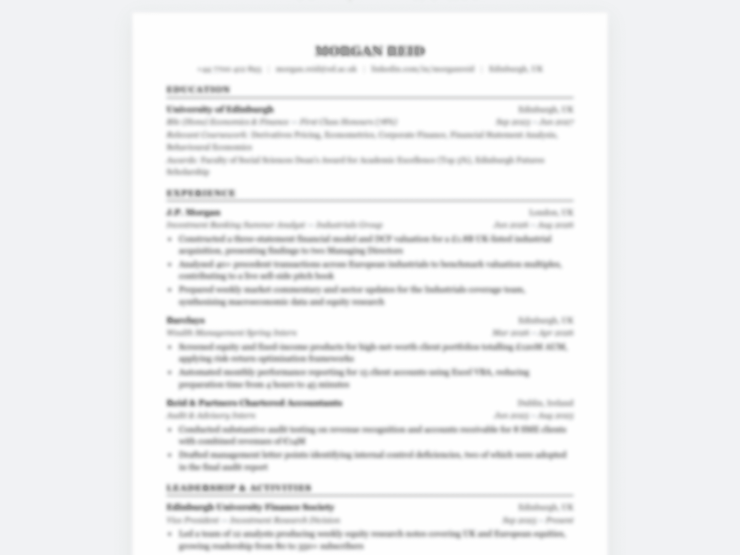 Finance CV